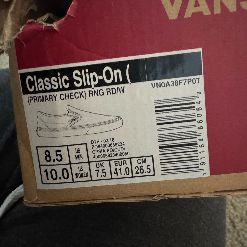 Vans Classic Slip-On Red Checkered Loafers